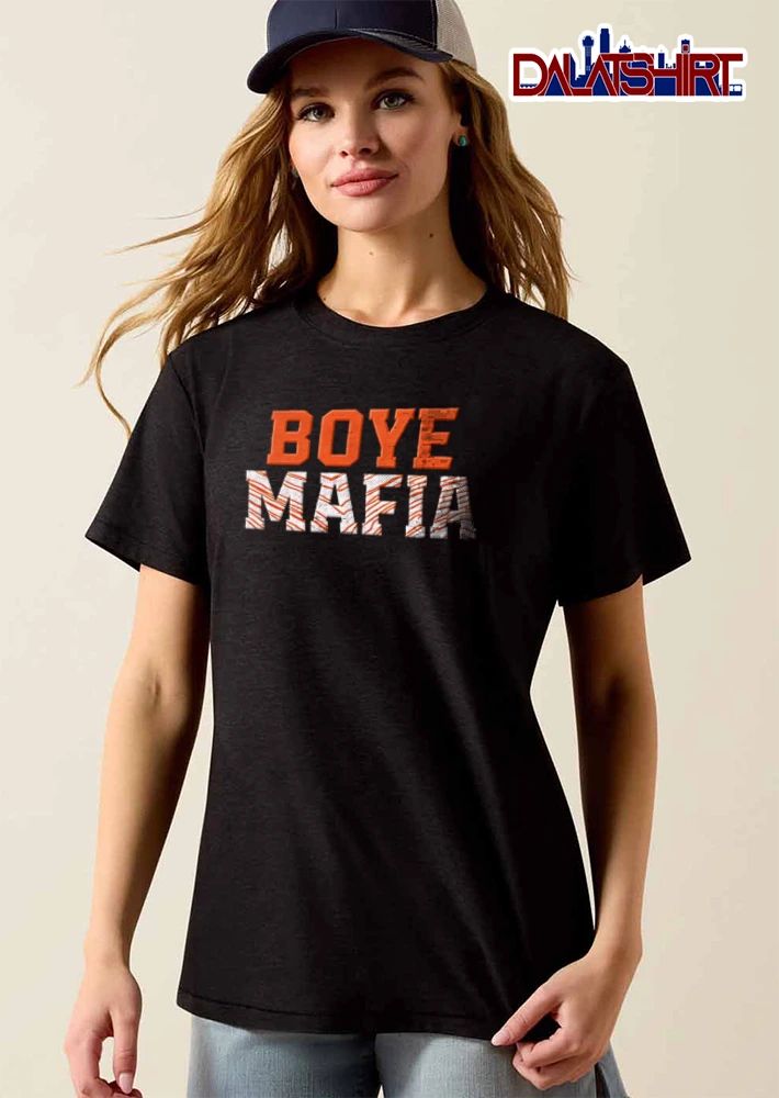 Boye Mafia Athletic Varsity Mesh Font Orange Tiger Stripes Text shirt