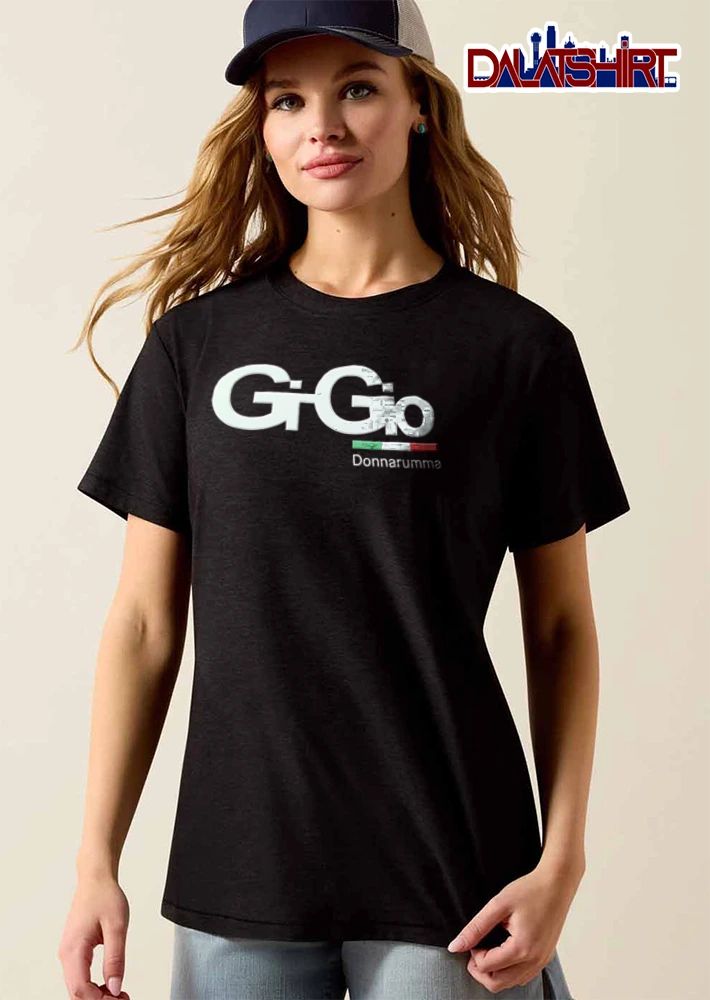 Gigio Donnarumma Stylized White Text Italian Flag Stripe shirt