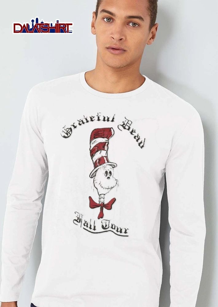 Grateful Dead Fall Tour Skeleton Cat Striped Hat Red Bowtie shirt