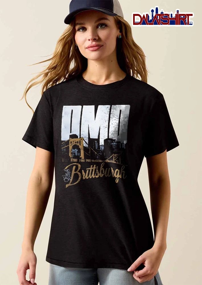 DMD Brittsburgh Yellow Suspension Bridge Pittsburgh City Skyline Silhouette shirt