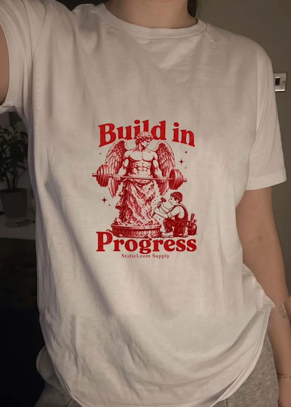 Staticloom Supply Angel Lifting Weight Build In Progress Shirt