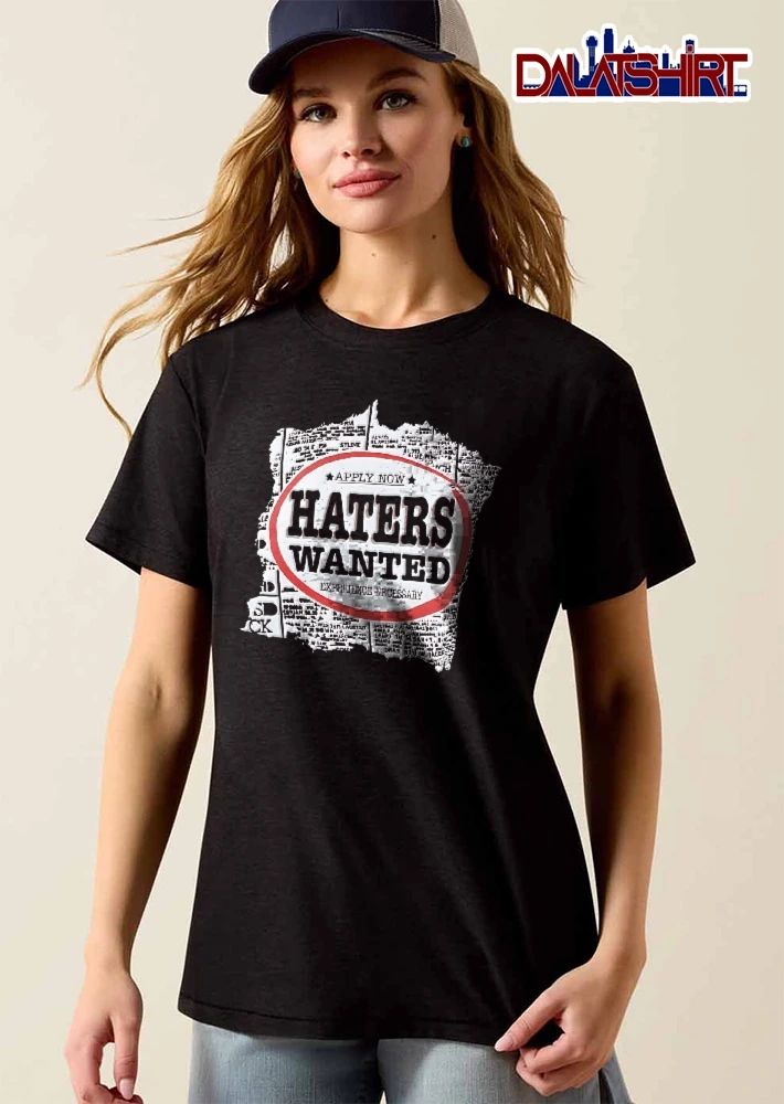 Apply Now Haters Wanted Experience Necessary Distressed Newspaper Classified Ad Oval Stamp shirt