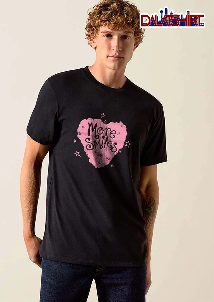 More Smiles DWC Torn Pink Heart Hand Drawn Outline Stars shirt