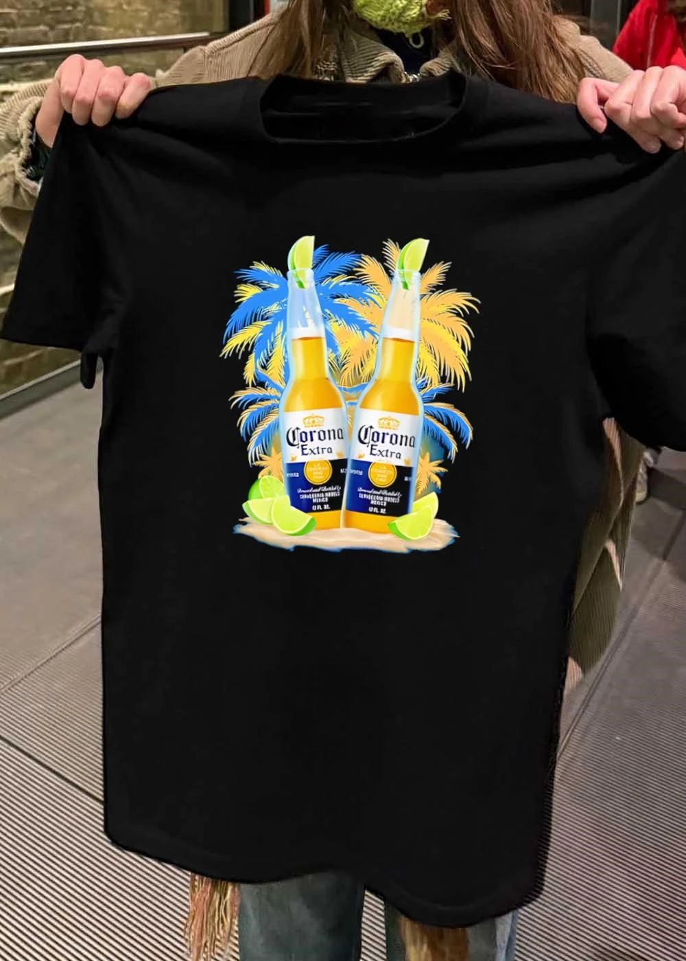 Corona Extra Two Tropical Palm Tree Lime Beach Graphic shirt