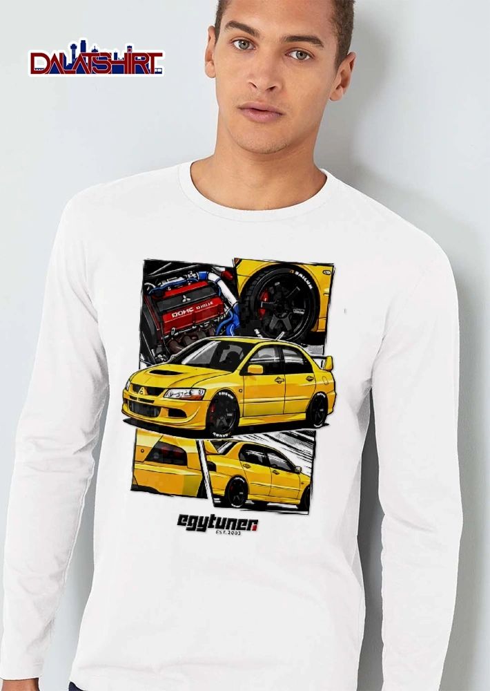 Mitsubishi Egytuner Est 2003 Yellow Lancer Evolution Engine Wheel Comic Panels shirt