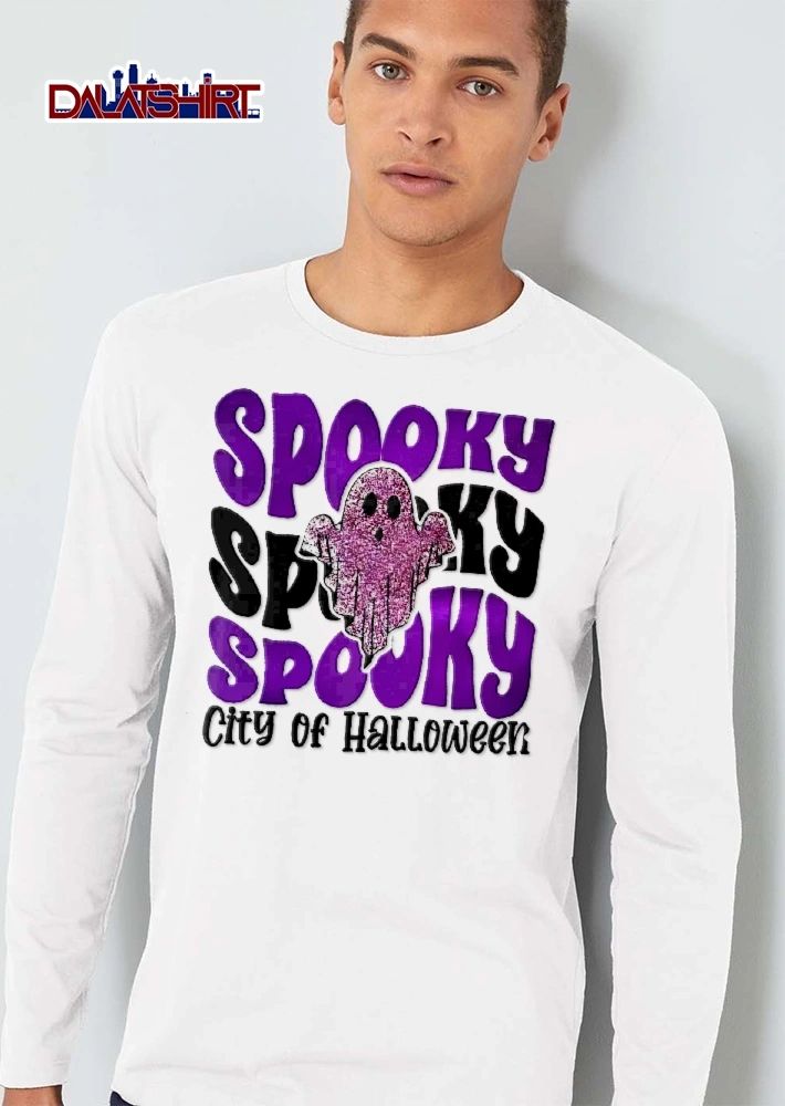 Spooky City Of Halloween Pink Glitter Ghost Groovy shirt
