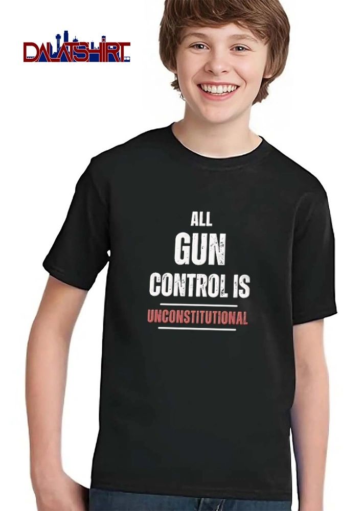 All Gun Control Is Unconstitutional Distressed White Red Typography Text Graphic shirt