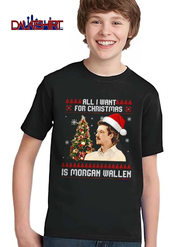 All I Want For Christmas Is Morgan Wallen Santa Hat Decorated Tree Knitted Ugly Sweater Pattern shirt