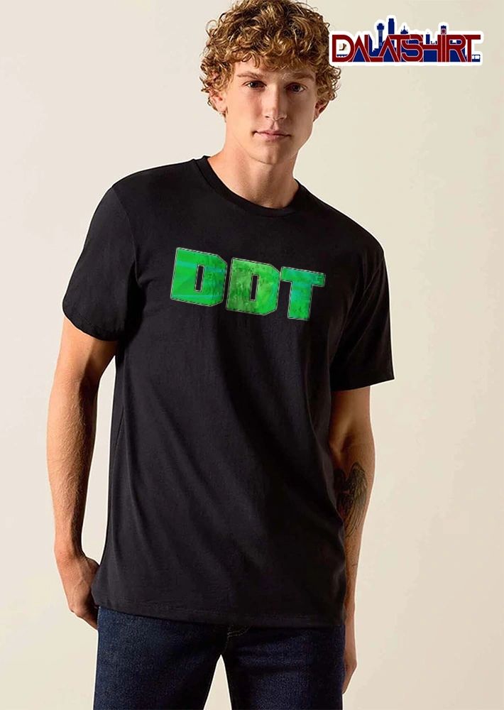 Ddt Green Block Letters Wrestler Mustache Man Face Close Up shirt