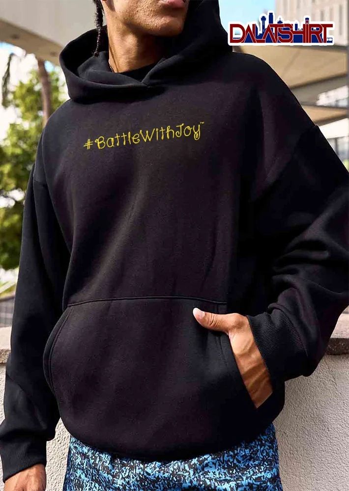 Hashtag Battle With Joy Yellow Cursive Handwriting Text shirt