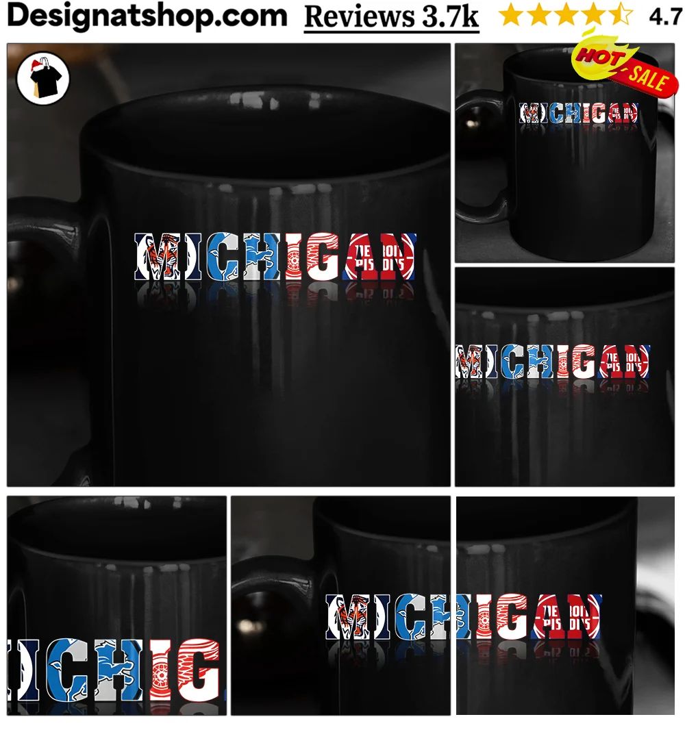 Detroit Lions Tigers Red Wings Pistons Michigan team sports shirt