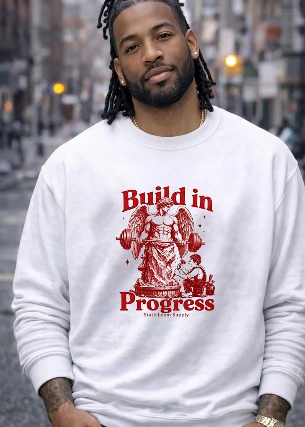Staticloom Supply Angel Lifting Weight Build In Progress Shirt