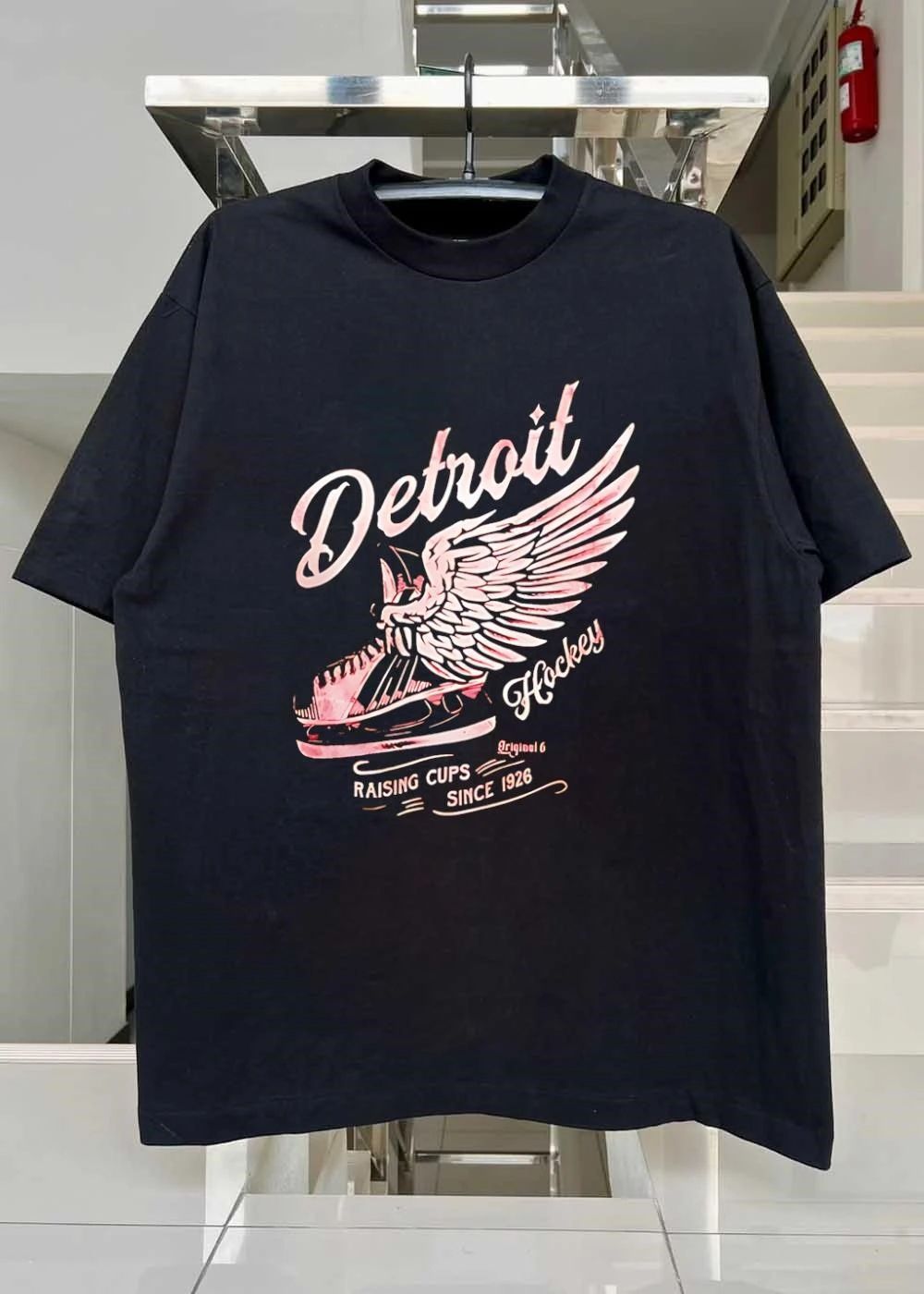 Original 6 Raising Cups Since 1926 Detroit Hockey Winged Skate T-Shirt