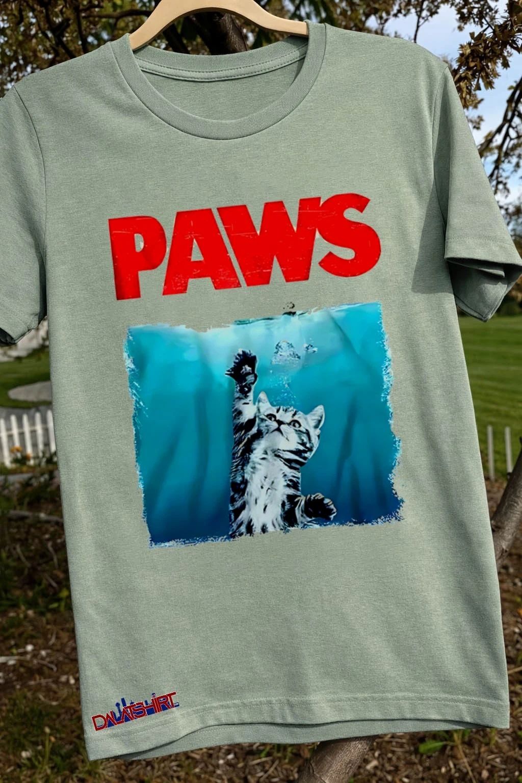 Cat kitten Jaws parody PAWS shirt