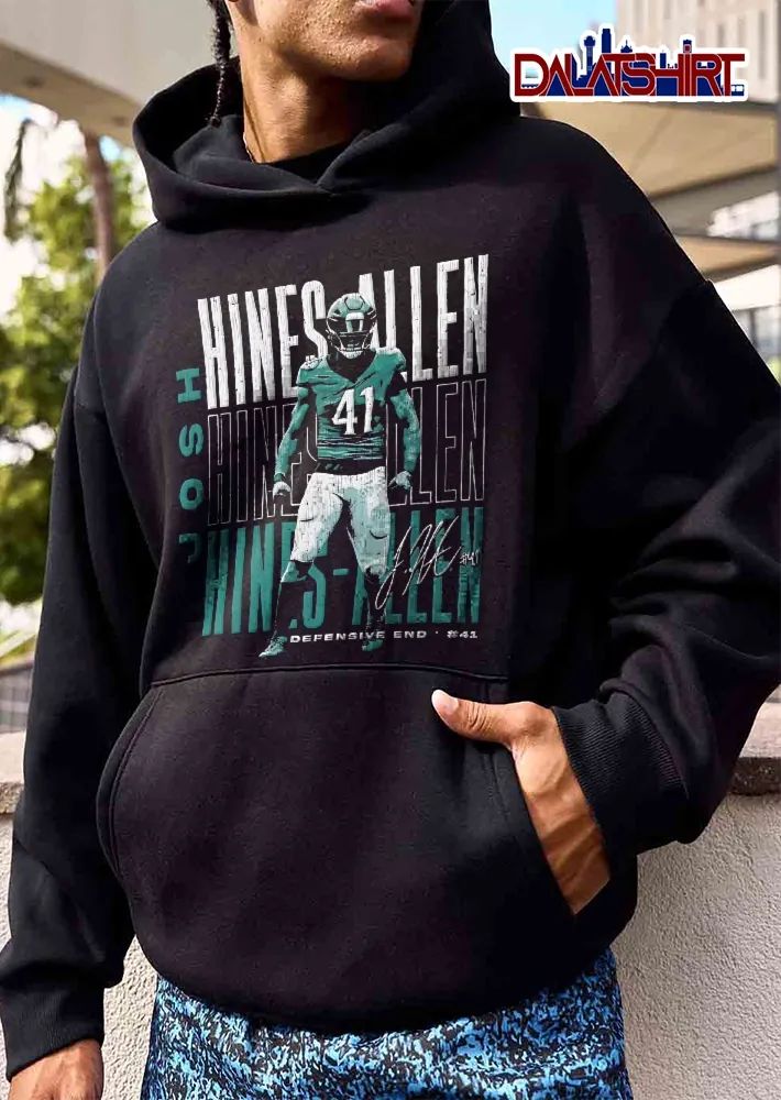 Defensive End 41 Josh Hines Allen Player Photo Cutout Distressed Wood Typography Signature shirt
