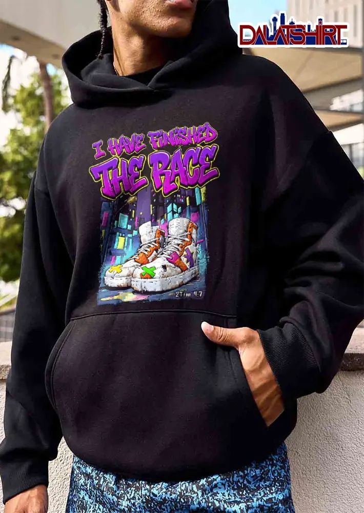 I Have Finished The Race 2 Tim 4 7 Worn High Top Sneakers Neon City Street Graffiti shirt