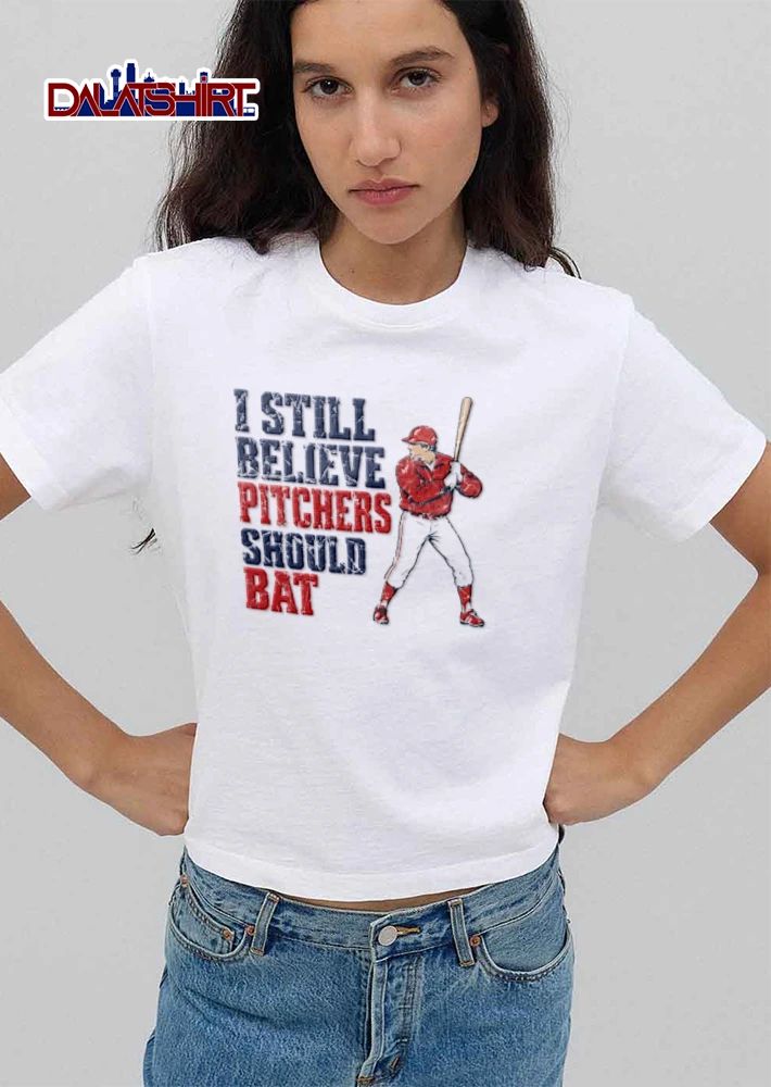 I Still Believe Pitchers Should Bat Distressed Baseball Player Stance Drawing shirt