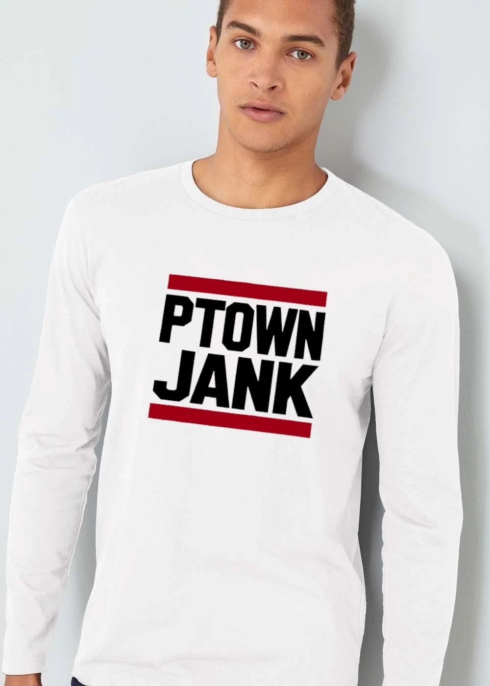 Ptown Jank Stacked Bold Block Lettering Red Horizontal Bars shirt
