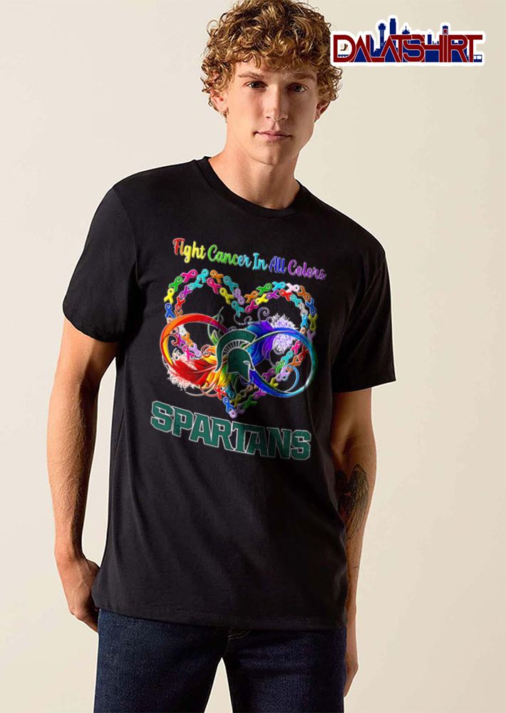 Michigan State Spartans NCAA Fight Cancer In All Colors Ribbon Heart Colorful Infinity Symbol shirt