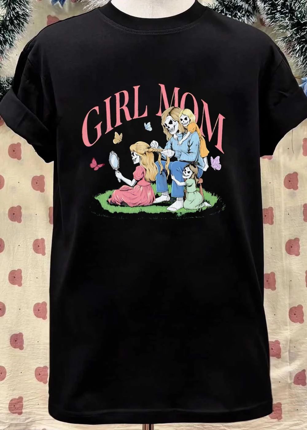 Skeleton Mother Braiding Daughters Hair Girl Mom shirt