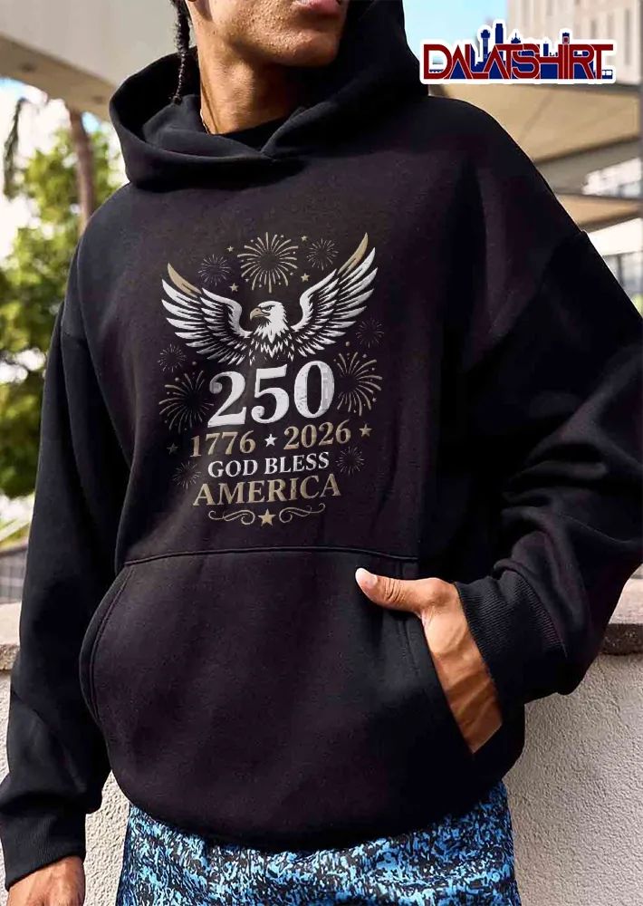 250 God Bless America 1776 2026 Bald Eagle Wings Spread Fireworks Stars shirt