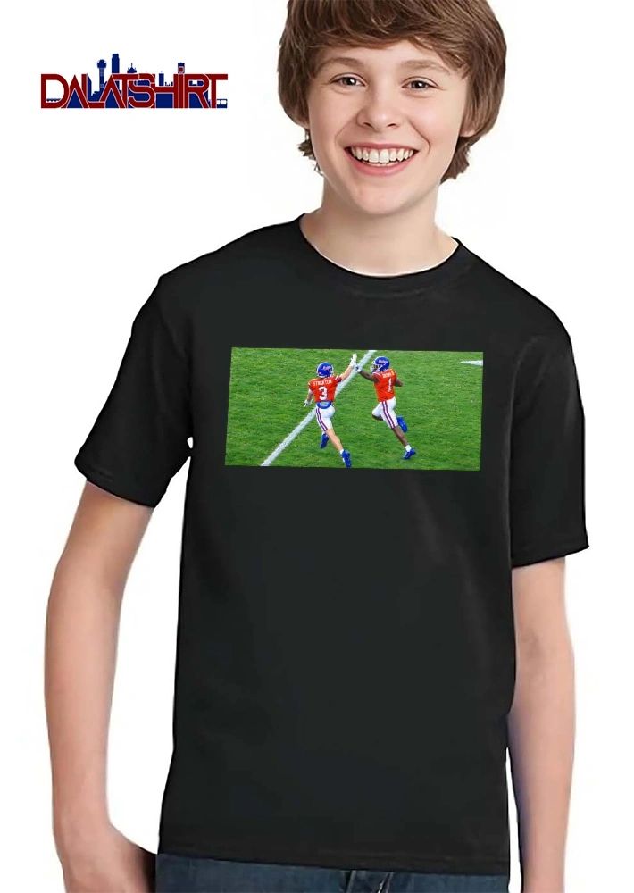 Florida Gators NCAA Stockton Brown Iii Two Football Players High Fiving Action Photo shirt
