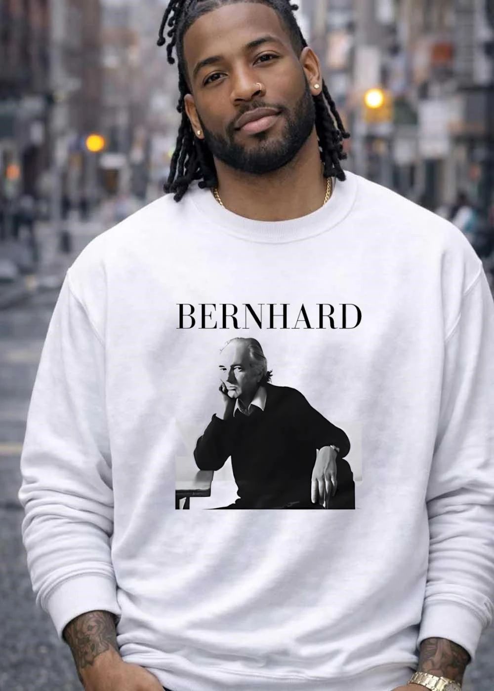 Thomas Bernhard Portrait Black and White Minimalist T-Shirt