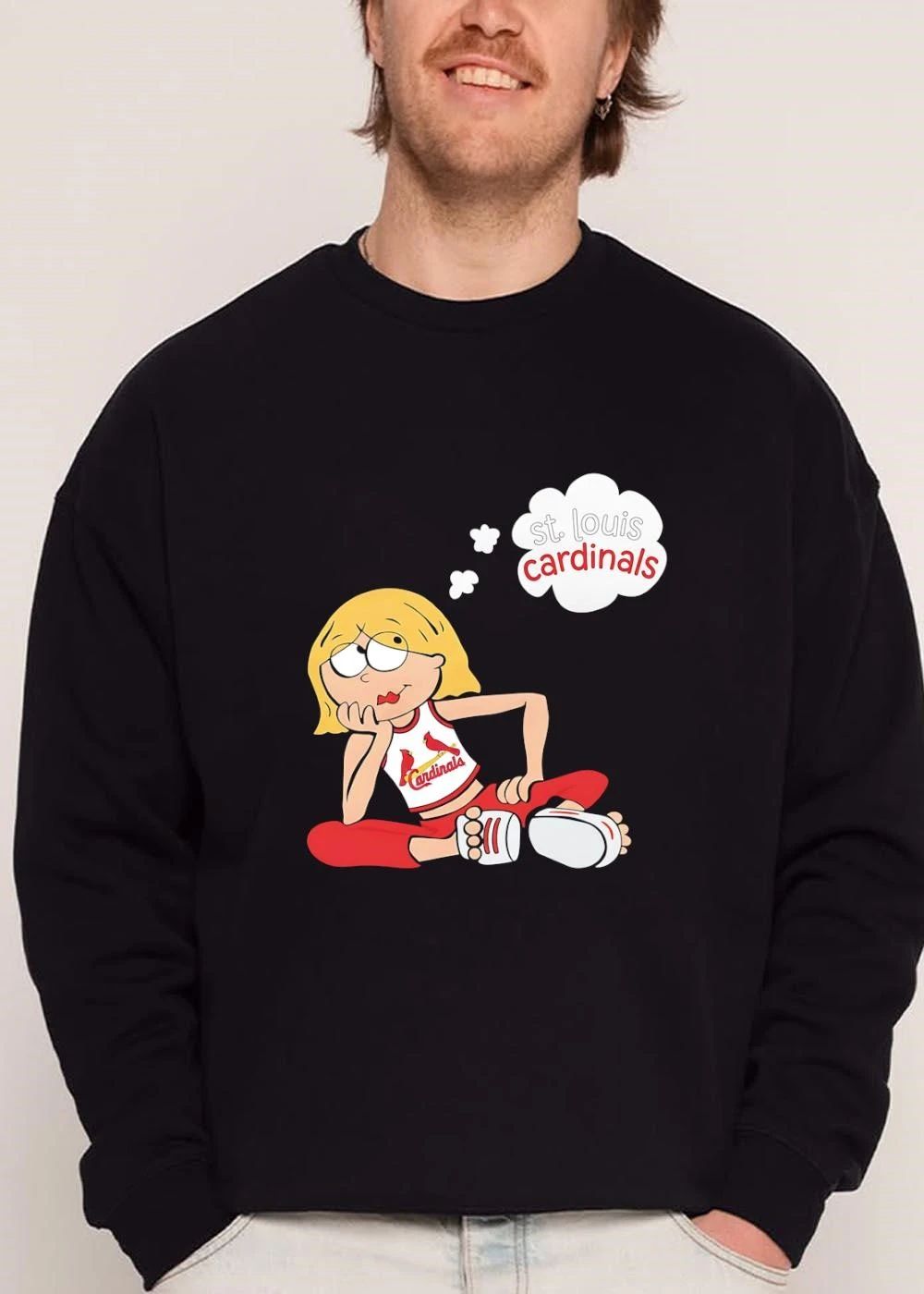 St Louis Cardinals MLB Blonde Girl Sitting Thought Bubble Cartoon shirt