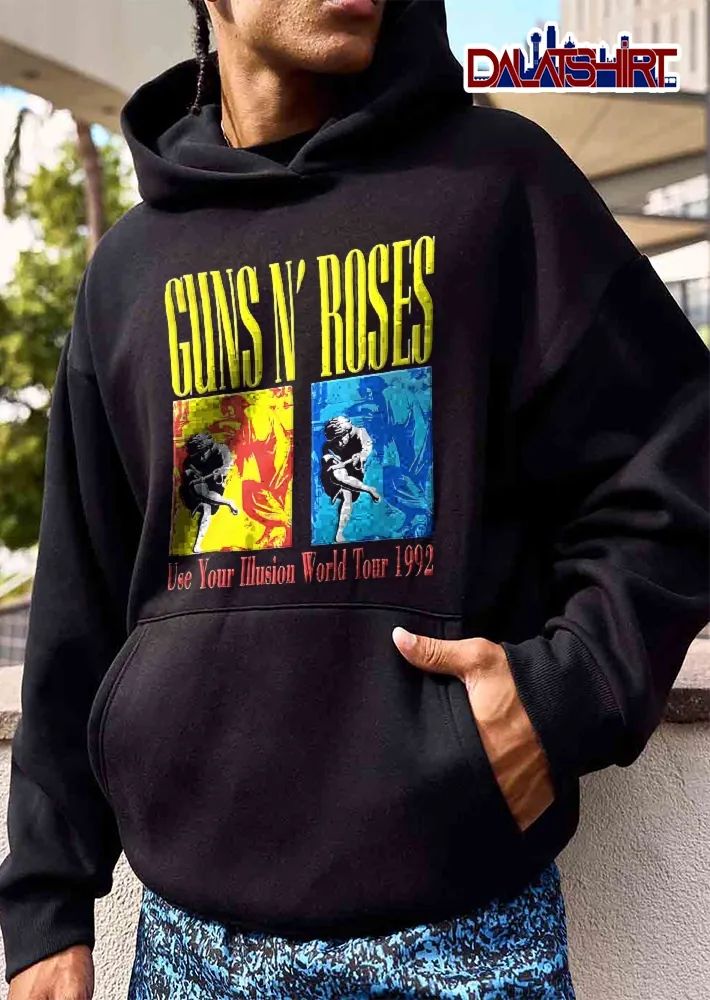 Guns And Roses Use Your Illusion World Tour 1992 Red Yellow Blue Album Art Panels shirt
