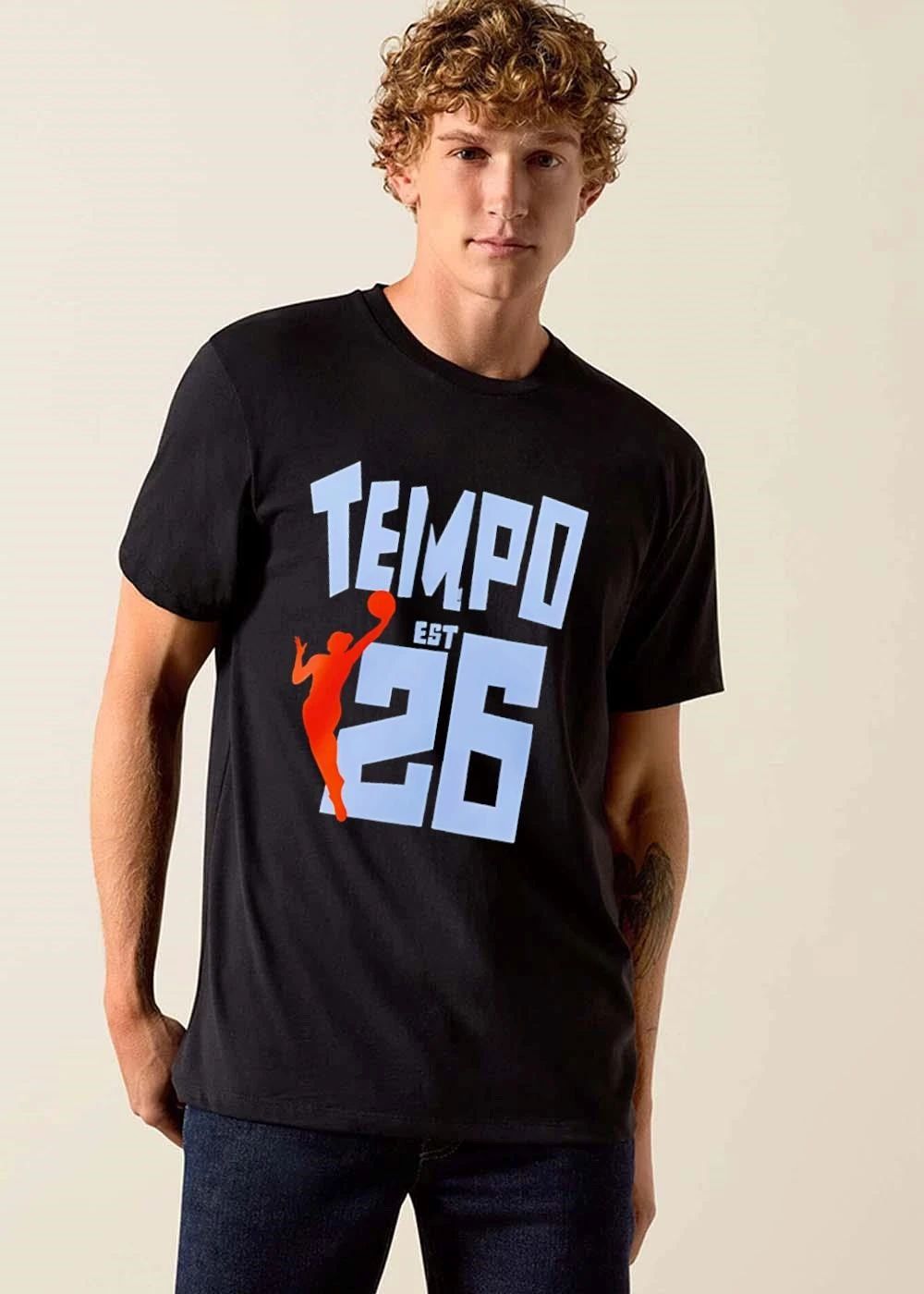 Tempo Est 26 Orange Silhouette Female Basketball Player Dunking shirt