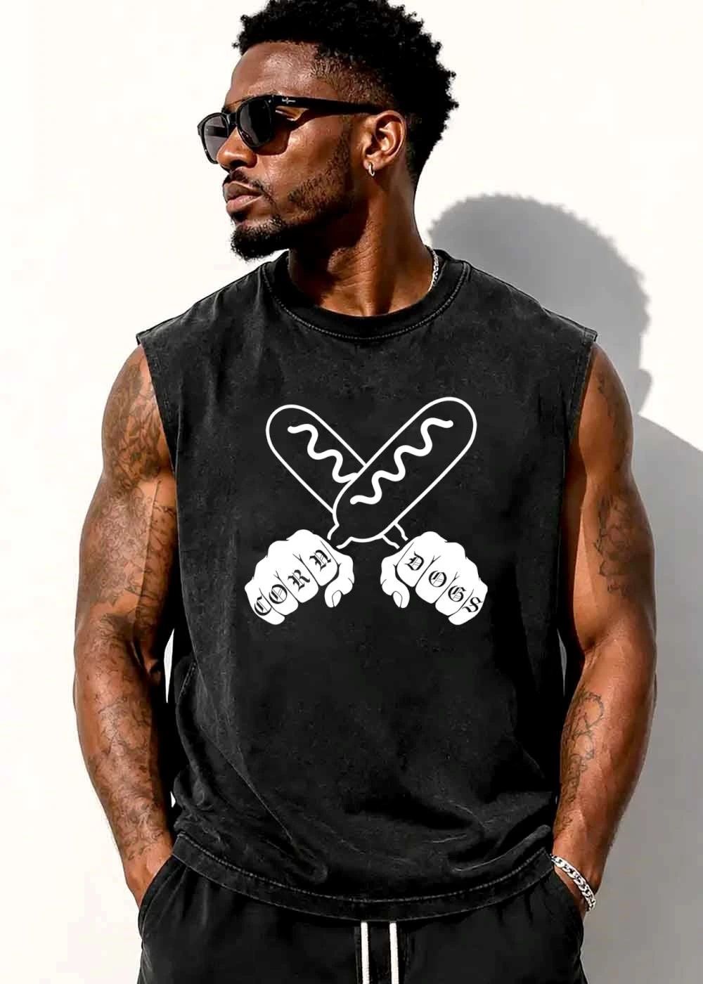 Corn Dogs Crossed Mustard Snacks Tattooed Knuckles Line Art shirt