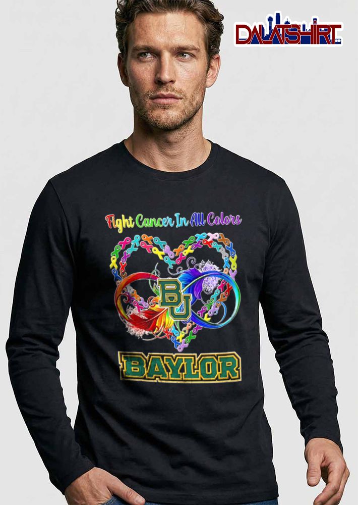 Baylor Bears NCAA Fight Cancer In All Colors Awareness Ribbons Heart Feather Infinity Symbol shirt