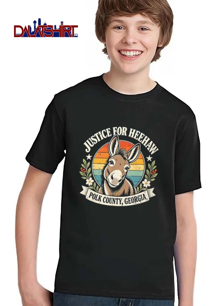 Justice For Heehaw Polk County Georgia Retro Donkey Portrait Striped Sunset shirt