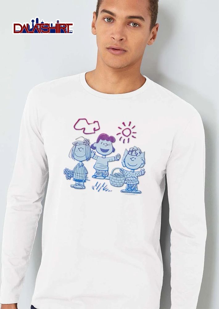 Peanuts Worldwide Line Art Cartoon Characters Easter Basket shirt