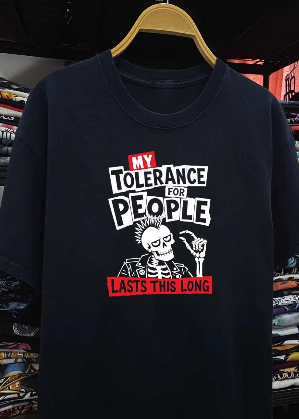 My Tolerance for People Lasts This Long Punk Skull shirt