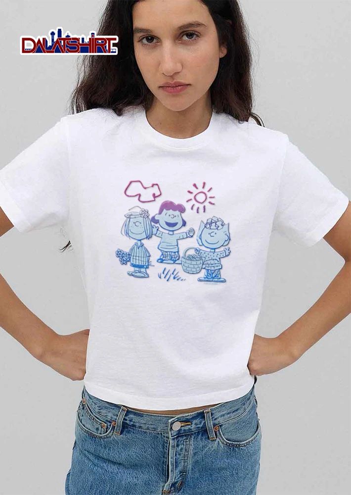 Peanuts Worldwide Line Art Cartoon Characters Easter Basket shirt