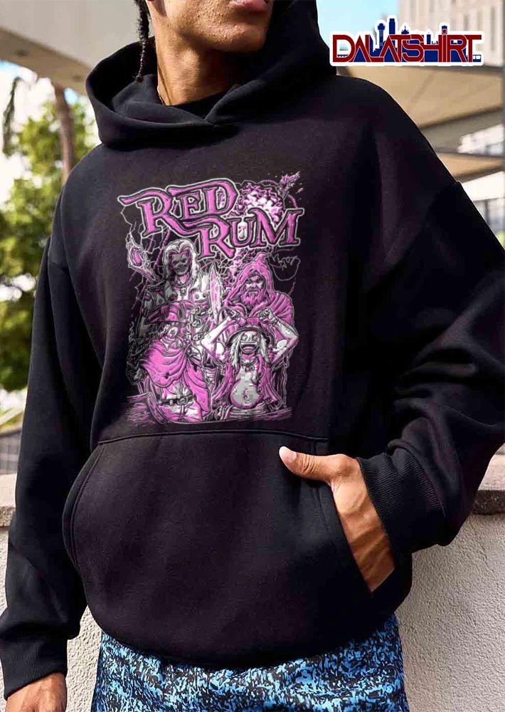Red Rum Pink Pirate Crew Captain Hooded Wizard Comic Line Art shirt