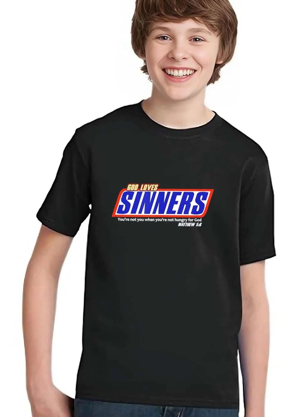 God Loves Sinners Youre Not You When Hungry For Matthew 5 6 Snickers Candy Bar Logo Parody shirt