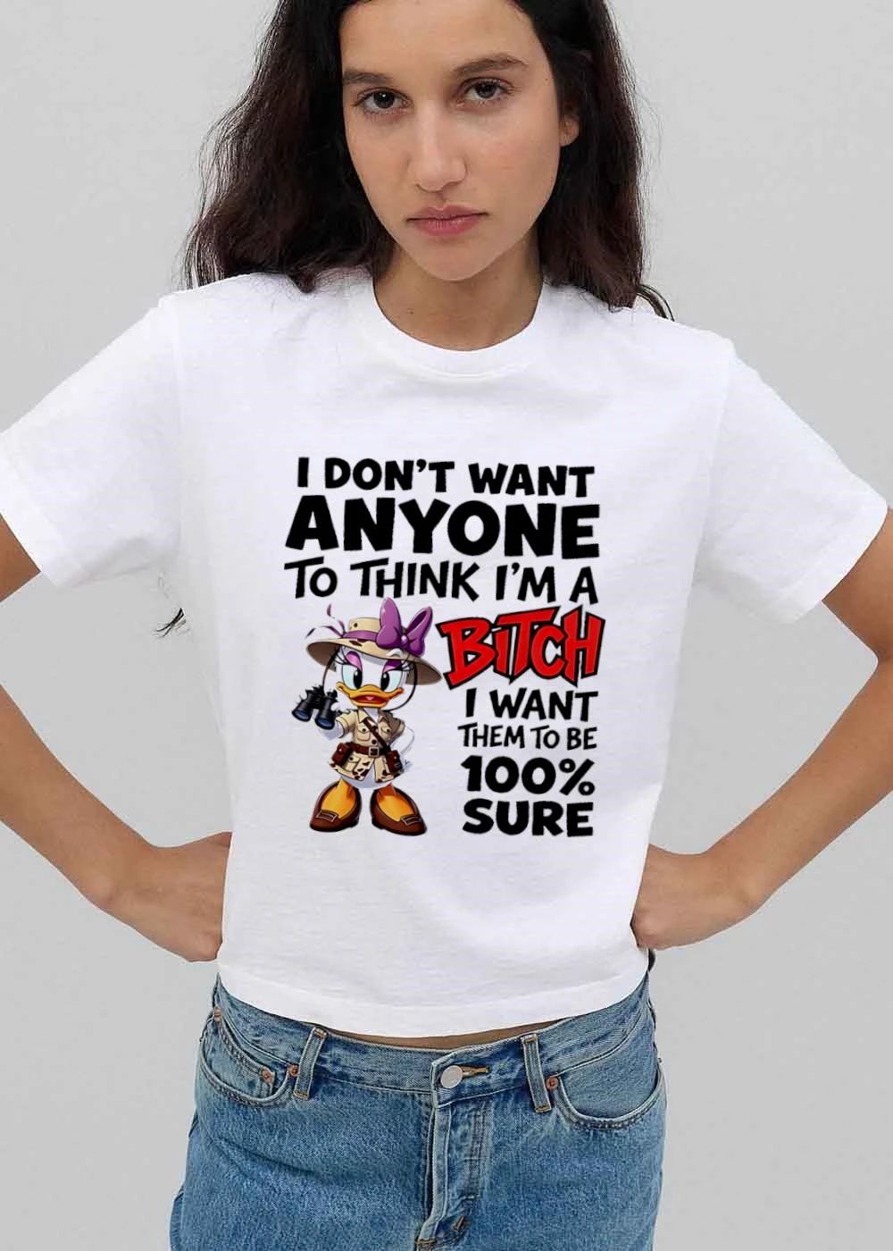 I Dont Want Anyone To Think Im A Bitch Them Be 100 Percent Sure Cartoon Duck Safari Binoculars shirt
