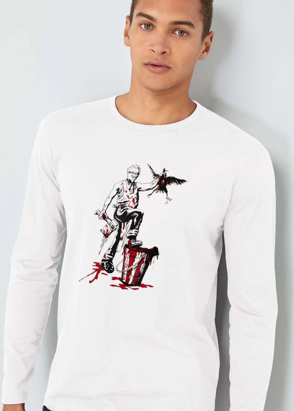 Colonel Sanders Caricature Bloody Hatchet Dead Chicken Red Bucket shirt