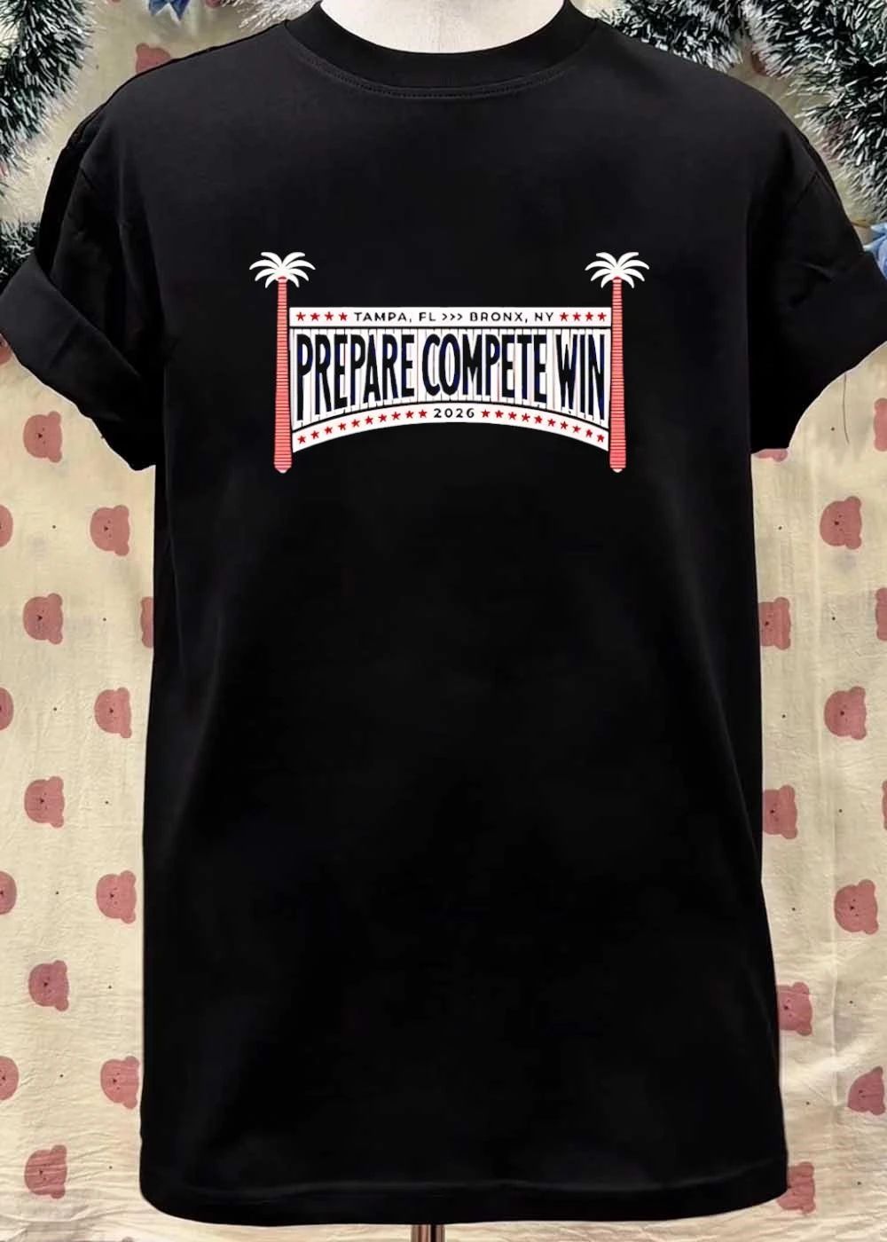 Tampa, FL to Bronx, NY Prepare Compete Win 2026 Sports T-Shirt