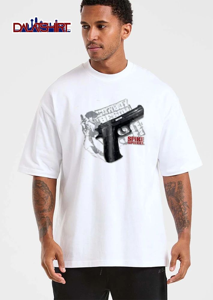 Cowboy Bebop Spike Spiegel Large Pistol Anime Character Line Art shirt