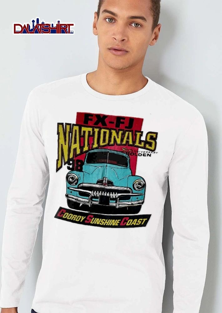 Holden Fx Fj Nationals Cooroy Sunshine Coast 50th Anniversary 98 Vintage Teal Classic Car Front View shirt