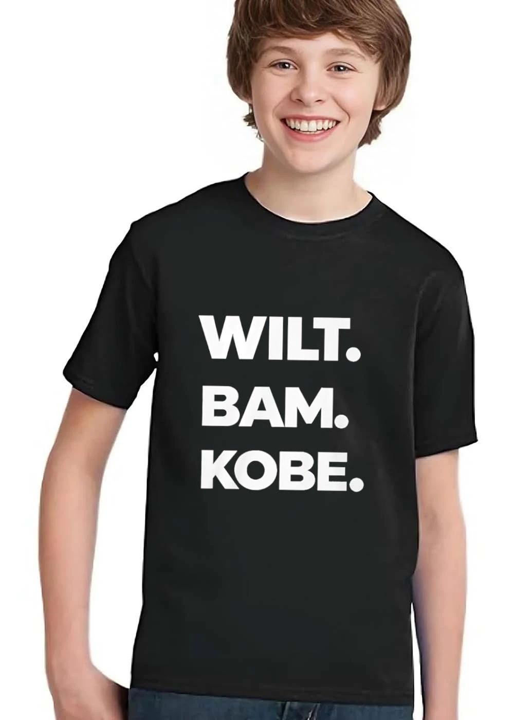 Wilt Bam Kobe White Bold Typography Stacked Text Black Background shirt