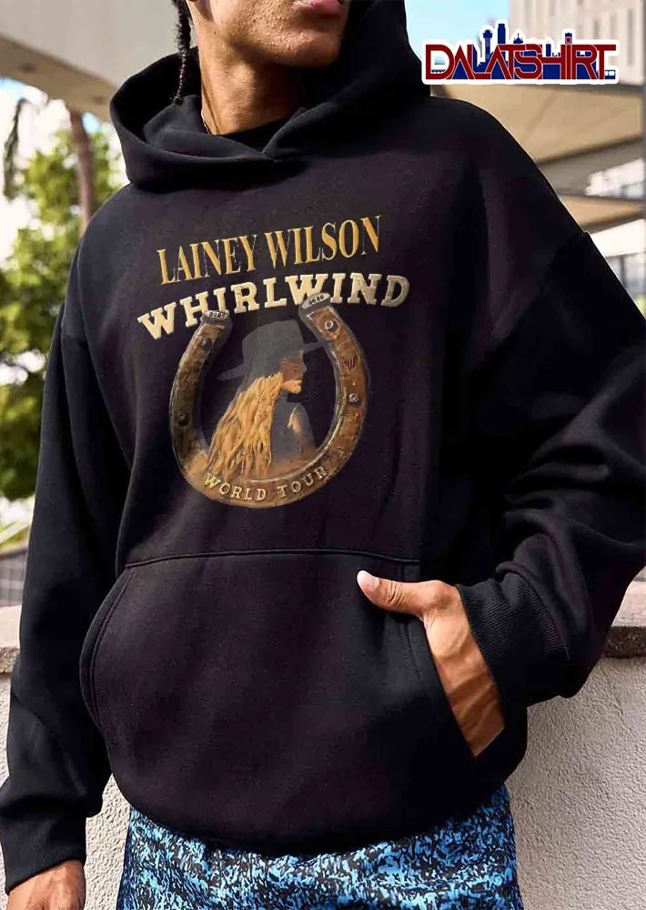 Whirlwind World Tour Lainey Wilson Woman Cowboy Hat Horseshoe Photo shirt