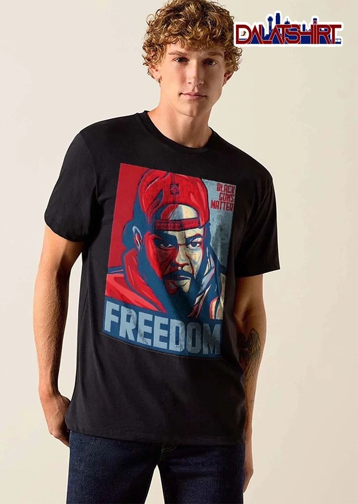 Black Guns Matter Freedom Maj Toure Hope Poster Style Red And Blue Stencil Portrait shirt