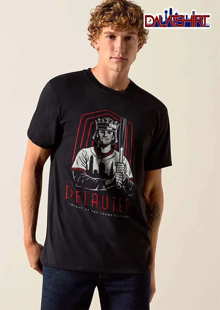 Knight Of The Round Trippers Delauter 24 Crowned Baseball Player Bat City Skyline shirt