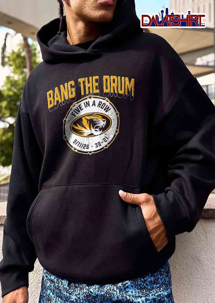 Missouri Tigers NCAA Bang The Drum Five In A Row 9 11 26 38 21 Tiger Head Logo Percussion Rim shirt