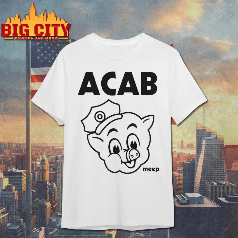 ACAB Police Pig Cartoon Vintage Anti Cop Graphic T Shirt
