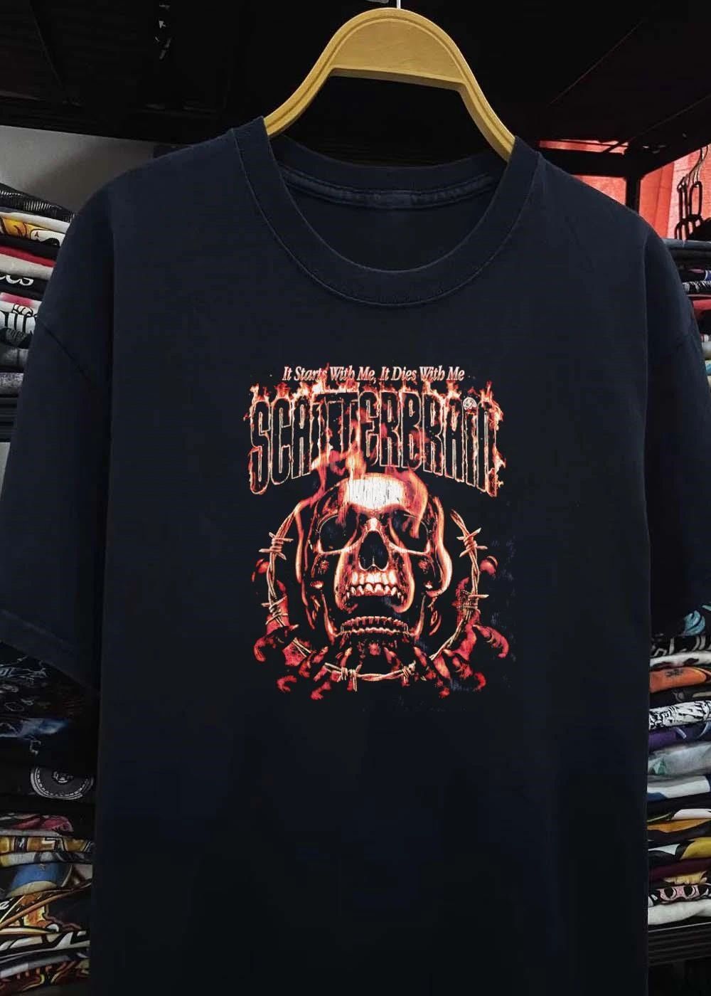 It Starts With Me It Dies With Me Scatterbrain Skull Barbed Wire T-Shirt